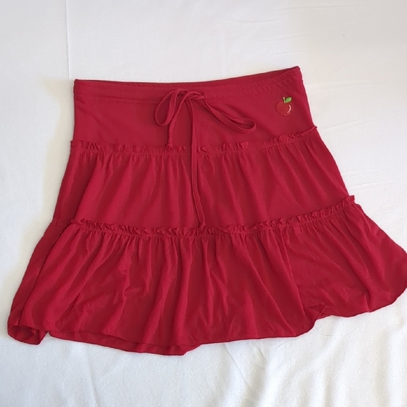 Derek Heart Red Bubble Mini Skirt with Tie Front size S - Picture 1 of 4